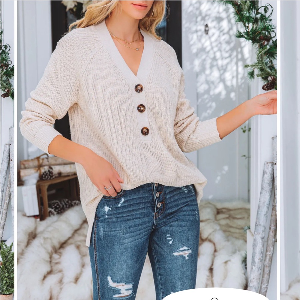 NEW Vici Zev Knit Henley Sweater